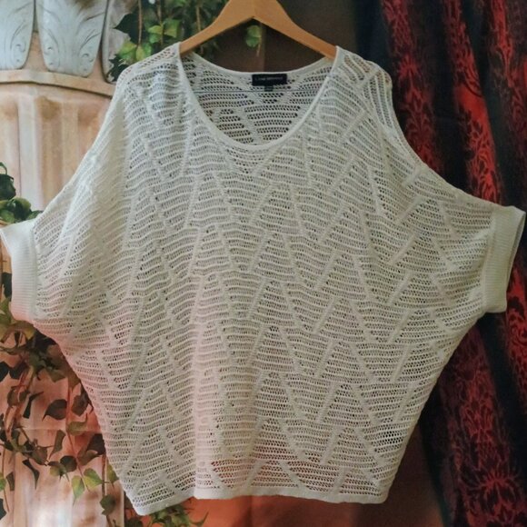 EUC: Lane Bryant Sze. 26/28 White Open Knit Dolman Sleeve Sweater - Picture 4 of 4